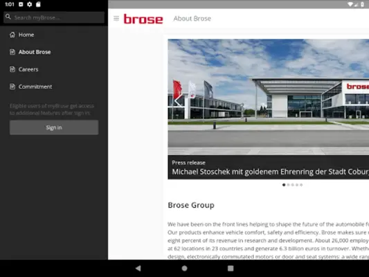 myBrose android App screenshot 1